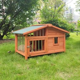 Dog Apparel Rainproof Teddy/Pomeranian Wooden Kennel Small And Medium Sized House Indoor Balcony Cat Cage Outdoor