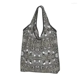 Storage Bags Trendy Pretty Rhinestone Crystal Groceries Shopping Shopper Shoulder Tote Bag Diamonds Jewellery Handbag