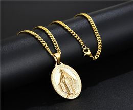 Fashion Mens Women Charm Mary Pendant Necklace Hip Hop Jewellery Designer Link Chain Punk Necklaces For Men Gifts2504063