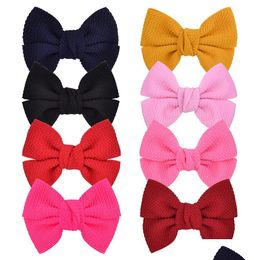 Hair Accessories 4 Inches Solid Bows Simple Clip For Kids Girls Boutique Hairgrips Handmade Party Headwear Zz Drop Delivery Baby Mater Otgdz