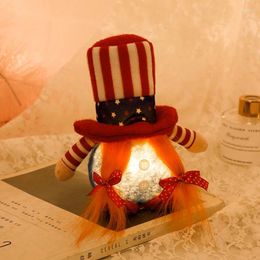 Decorative Figurines Independence Day Gnome Veterans Stripes Nisse Dwarf Tomte Swedish Elf With LED Lights 4th Of July Gift