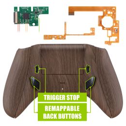 Accessories eXtremeRate Wood Grain Lofty Programable Remap & Trigger Stop Kit, Back Buttons & Trigger Lock for Xbox One S/X Controller