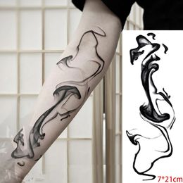 Waterproof Temporary Tattoo Sticker Black Abstract Design Chinese Water and Ink Fake Tatto Flash Tatoo Body Art for Women Men 240408