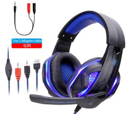 Cool LED Wired Headphones With Microphone Headset gamer PC Headphone Headband Stereo Game Earphone PS4XBOXPhone6465789