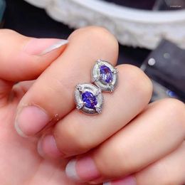 Stud Earrings Natural Tanzanite From Tanzania 4mm 6mm Total 1ct VVS Grade Tanznaite 925 Silver For Daily Wear