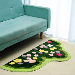 Tufting Plants Flower Carpet Green Moss Living Room Bedroom Rug Soft Hallway Area Floor Pad Mat Doormat Flocking Carpet Decor