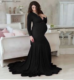 Maternity Dresses New pregnant woman photography tight fitting clothing dress lace long sleeved Q240413