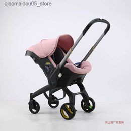 Strollers# Baby 0-12 Months Four in One Four Wheel Aluminum Alloy Frame Reversible Baby stroller Black Red Q240413