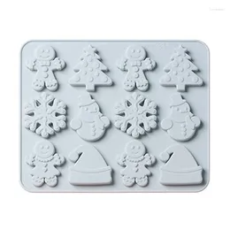 Baking Moulds 91AD 12 Cavities Christmas Snowman Silicone Mould Chocolate Cake Holiday Decor