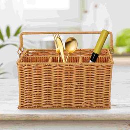 Kitchen Storage Silverware Cutlery Holder Countertop Utensil Basket Flatware Organizer Portable Organizing Cooking Pp Rustic Shopping