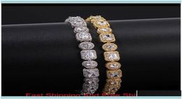 Tennis Bracelets Jewelrymen Square Round Mixed Diamonds Bling Tenns Bracelet Gold Sier 8quotInch 8Mm Simulate Dimonds Bangles Br1200095