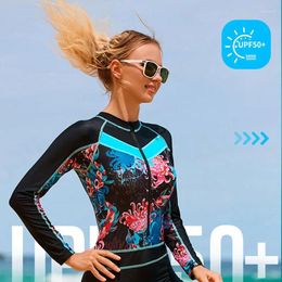 Women's Swimwear Diving Suit Long Sleeve Printed Body Swimsuit Surfing Wetsuits Sunscreen Quick Drying Surf Snorkeling