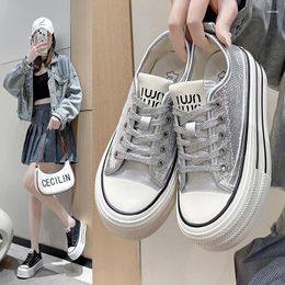 Casual Shoes Korean Version Of Muffin Thick-soled 2024 Spring And Autumn Fashion Sequin Trend Student Sports Women