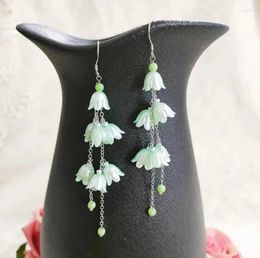 Dangle Earrings Retro Tassel Handmade Shell Flower Crystal Hypoallergenic Ear Hooks For Women Exaggerated Korean Jewelry Gift