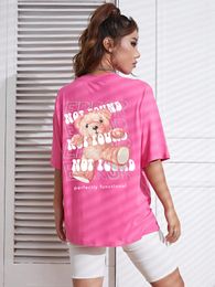 Graphic & Letter Print Crew Neck Women T Shirts Casual Hip Hop Tops Sport Short Sleeve Plus Size Tee Clothing
