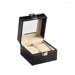 Watch Boxes Promotion 2 Slots Storage Box PU Leather Organizer Mechanical Watches Display Holder Cases Jewelry Gift