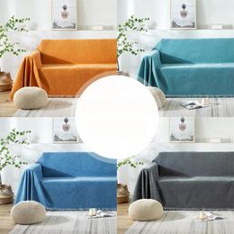 Chair Covers Chenille Sofa Thickened Breathable Non-slip Solid Color Couch Cover Blanket With Boho Fringe 180 X 90cm