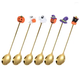 Spoons 6 Pcs Dinner Spoon Coffee Stainless Steel Halloween Dessert Resin Style Tableware