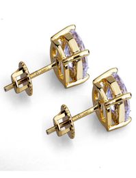 8mm Hip Hop Stud Earrings Silver Gold Plated CZ earring mens womens earing ear ring Women Men designer earings luxury Jewellery Gift6611005