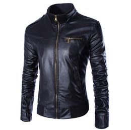 Whole New PU Leather Jacket Men Blouson Moto Cuir Mens Windproof Motorcycle Biker Jacket Jaqueta de Couro Veste Cuir Homme Y06319233