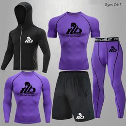 Men's Tracksuits Men Exercise Gym Fitness Running Tights Shorts Sets Rash Guard MenBoxing MMA Sport Suits Work Out Compression