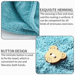Dry Hair Towel Women'S Thickened Absorbent Shower Cap Coral Velvet Cute Animal Embroidery Quick Drying Bathroom Towel
