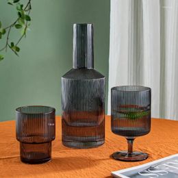 Wine Glasses Creative Smoke Grey Crystal Glass Vertical Home Cold Kettle Drink Water Cup Set Dessert Goblet Juice Tea Bottle Drinkware