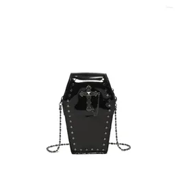 Shoulder Bags Ly Women Clear Handbag Gothic Coffin Shape Concerts Punk Metal Chain Female Crossbody Bag Stadium Approved Phone