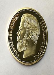 10 Pcs The Brand new 1901 Nicholas II of Russia coins commemorative 24K real gold plated 40 mm souvenir coin9327349