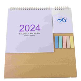 Desk Calendar 2024 Monthly Small Desktop Runs Standing Flip Notepads 5 Colour Notes Sky-Blue