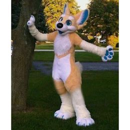 2024 Hot Sales Long Fur Husky Dog Fox Mascot Costume Suit halloween Party Game Dress Outfit Halloween Adult News