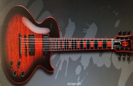 Rare Quilted Maple Top Red Window Burst Electric Guitar Ebony Fingerboard Red Body Neck Headstock Binding EMG Pickups Black8538457