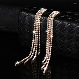 Stud Earrings Luxury Rhinestone Crystal Long Tassel For Women Bridal Drop Dangling Party Wedding Jewelry Gifts