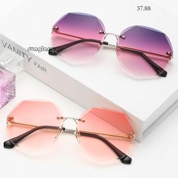 mens sunglasses women Sunglasses Women with Frameless Cut Edges, Polygonal Lenses, for Women, Sunglasses