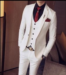 2022 White Mens Wedding Tuxedos Groom Formal Wear Jackets Men039s Suits Slim Fit 3 Pieces Sets Stylish Designer Prom Suit Blaze7610072