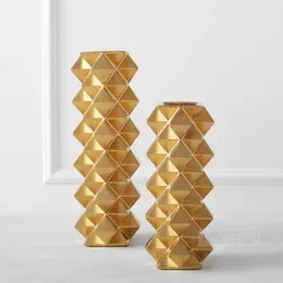 Vases Cape Verde's Multi-faceted Pagoda Flowing Gold Geometry Neoclassical Decorative Vase Desktop