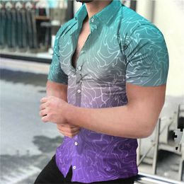 Men's Cheque Shirts 2024 Summer Cool Casual 3d Print Hawaii Beach Shirts Lapel Short Sleeve Shirt Street Tops Men Women Clothes