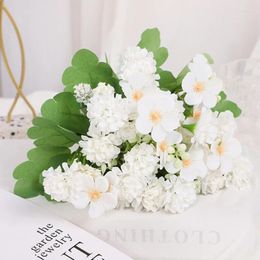 Decorative Flowers Bouquet Of Artificial Small Daisy Begonia Ball Flower Silk Pography Props Home Decoration Wedding