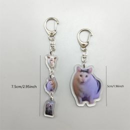 Rambling Goat Huh Cat Meme Keychain Confused Cat Memes Cat Screaming With Paws On Its Head Cute Gift For Friend Woman's Keychain