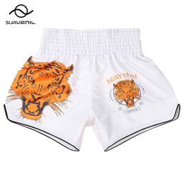 Muay Thai Shorts 2024 New Boxing Shorts Child Adults Tiger Print Sanda Fight Kickboxing Pants Men Women Martial Arts Clothing
