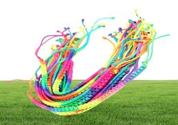 Brand New 50 pcslot Fashion Colourful Handknit Nylon Charms Bracelets Cord Friendship Bracelets rainbow color4296393