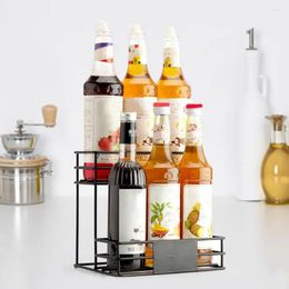 Kitchen Storage Seasoning Bottle Rack Container Organiser Versatile 2 Tier Coffee Syrup Shelf For