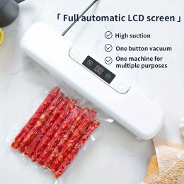 Machines Food Vacuum Sealer Automatic Air Sealing System For Food Storage Dry And Moist Food Modes Compact Design 10pcs Seal Bags