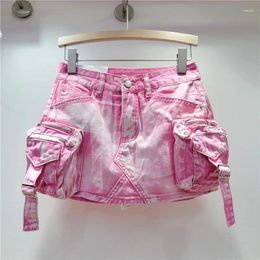 Skirts Women's D Pocket Cargo Denim Sexy A-line Skirt Hip-Wrapped Short Streetwear Spring Summer 2024