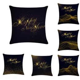 Pillow Modern Letter Happy Year Gold Cover Pillowcase Decorations S Home Decor Sofa Throw Pillows 18 ZY852