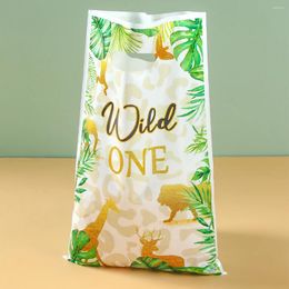 Gift Wrap 10pcs Wild One Animal Theme Candy Baga Jungle Safari Birthday Kids Packaging Bags Baby Shower Favours