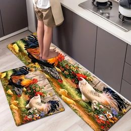 1pc Colourful Chicken and Flower Floor Mat - Non-Slip Indoor Carpet for Home Bathroom Bedroom and Living Room Decor Doormat