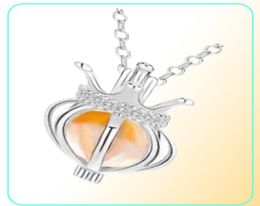 925 Sterling Silver Water Drop Crown Pendant Necklace Cage Hollowed Cone Ball Essential Oil Aromatherapy Pearl Locket Jewelry Gift3047716