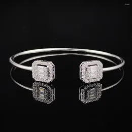 Bangle 2024 Rectangle Silver Colour Princess Bracelet For Women Open Anniversary Gift Jewellery Wholesale Moonso S7204