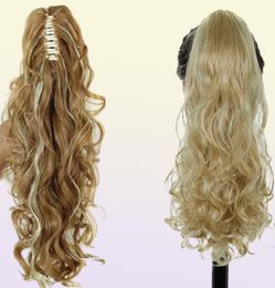 XINRAN Synthetic Fiber Claw Clip Wavy Ponytail Extensions Long Thick Wave Ponytail Extension Clip In Hair Extensions For Women 2101086517772